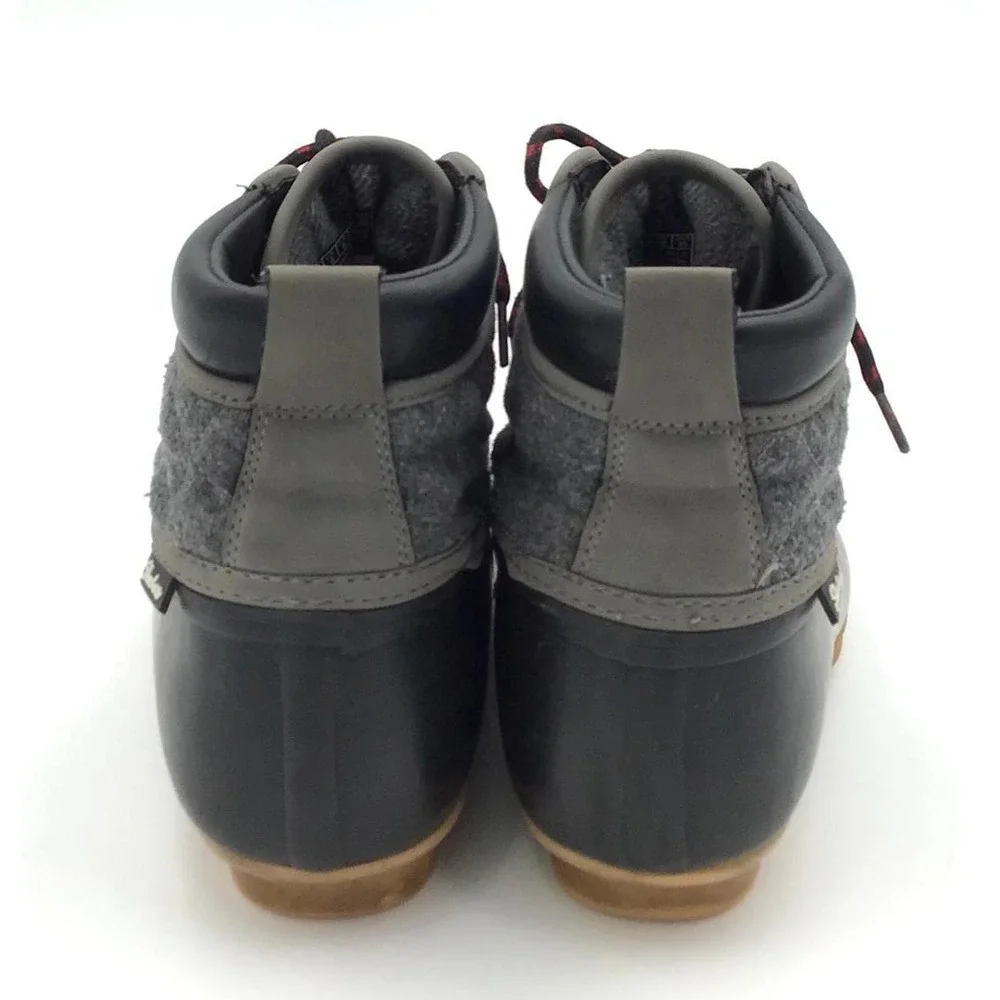 Skechers Duck Ankle Boots Womens 9 Black Grey Felt Quilted Camping Work Gameday